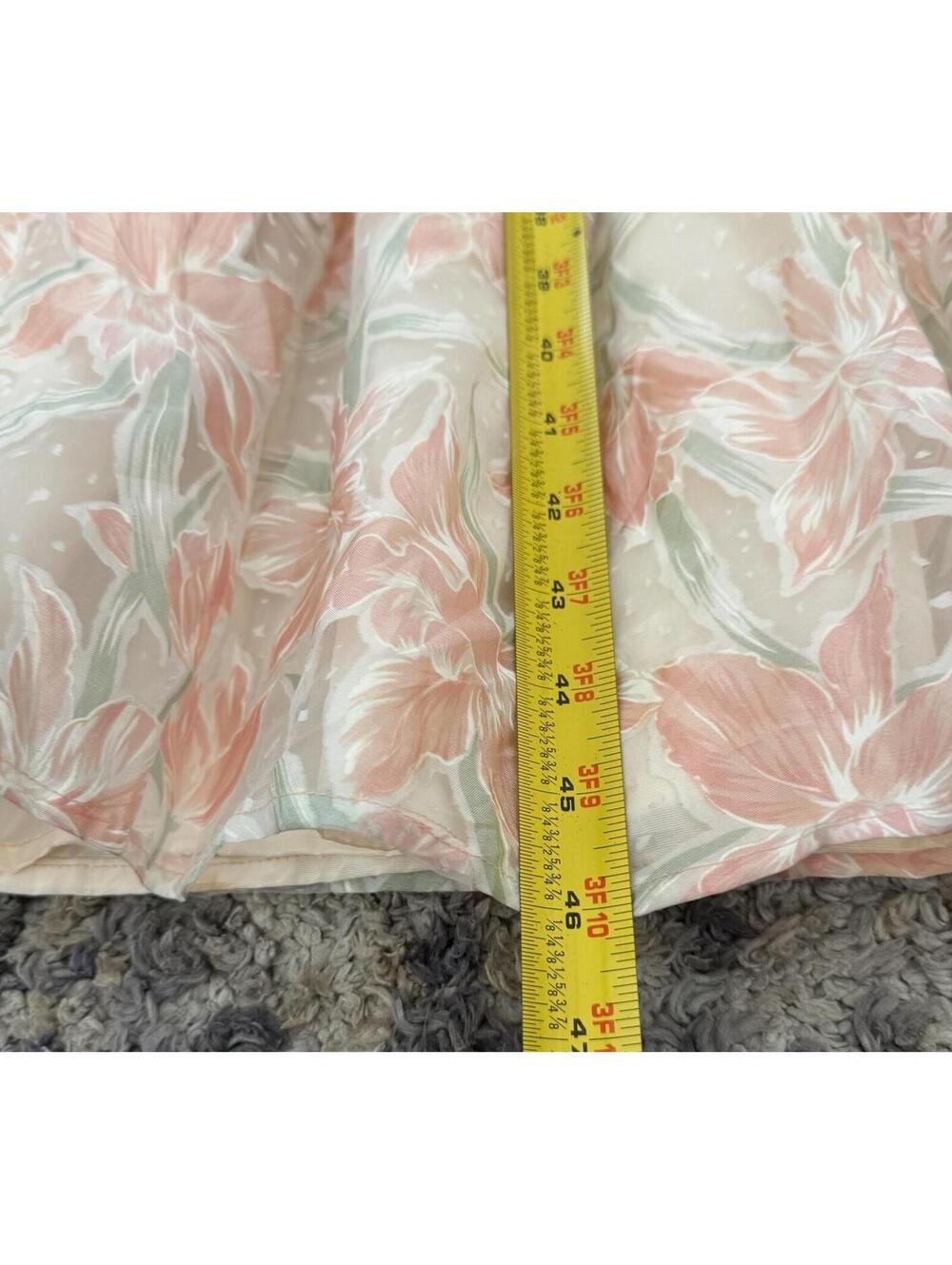Blush Pink Floral Chiffon Midi Dress Off Shoulder Coquette 80s S Vintage - Picture 7 of 7